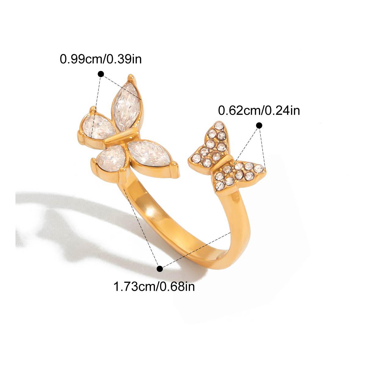 

Yori Exquisite Butterfly Adjustable Open Ring 18k Gold Color Plated Metal Texture Fashion Jewelry for Women Gala Gift