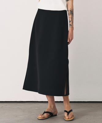 Aesmoeo Selina Slit Banding Skirt (Black)