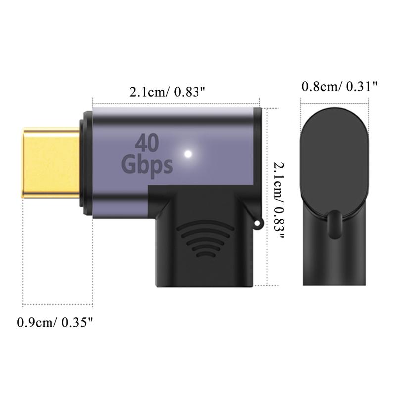 USB-C Adapter PD 100W Type-C to USB C Fast Charging Converter USB 4.0 40Gbps Type-C Extender Connector Right Angled