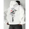 2026 Spring/Autumn Bestselling Men's Hoodie with Oriental Ink Pine and Samurai Print, American Retro Loose Fit Sweatshirt