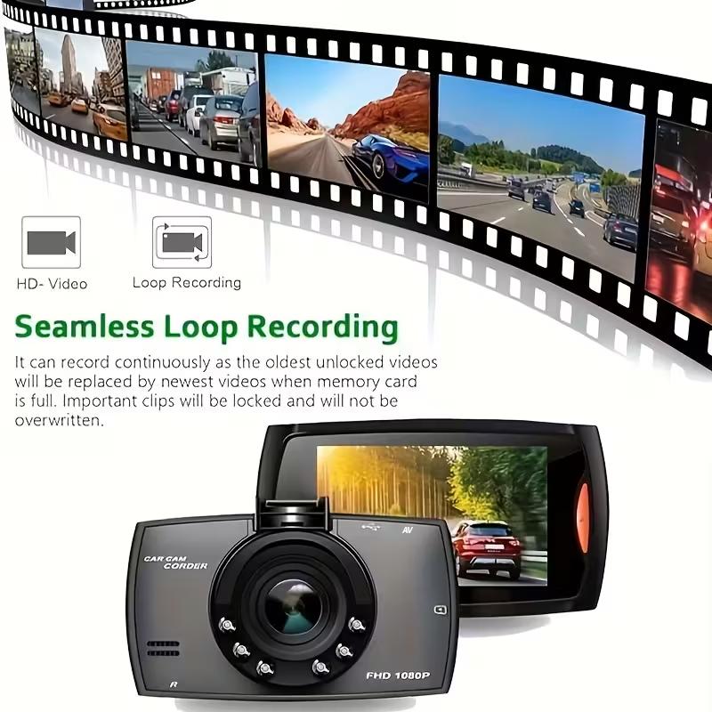 1080p HD Dashcam with Infrared Night Vision, Loop Recording, and 24-Hour Parking Surveillance