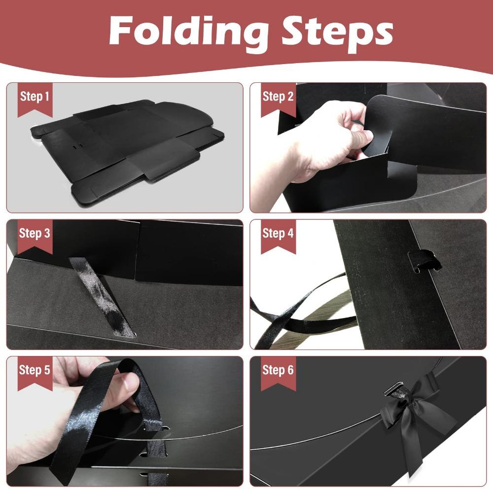 8 cajas de regalo negras con cintas, cajas para propuesta de dama de honor con tapas, cajas cuadradas de lujo para obsequios, cajas de embalaje para regalos, bodas, cumpleaños.