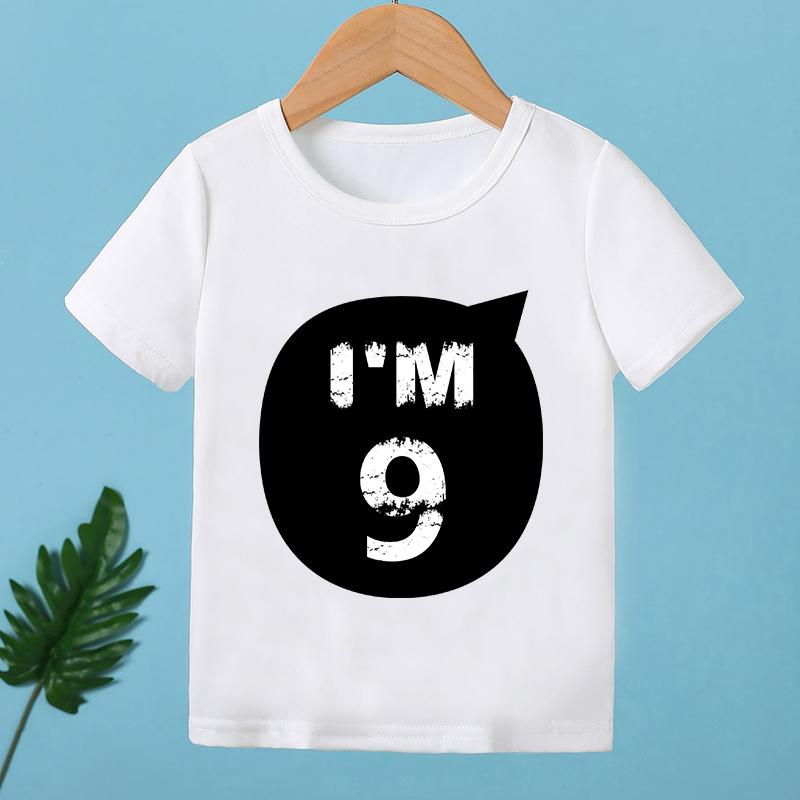 2026 Children Happy Birthday I'M 1 2 3 4 5 6 7 8 9 Years Number Print Funny T-shirts Boys & Girls Baby Tops Kids Summer T Shirt