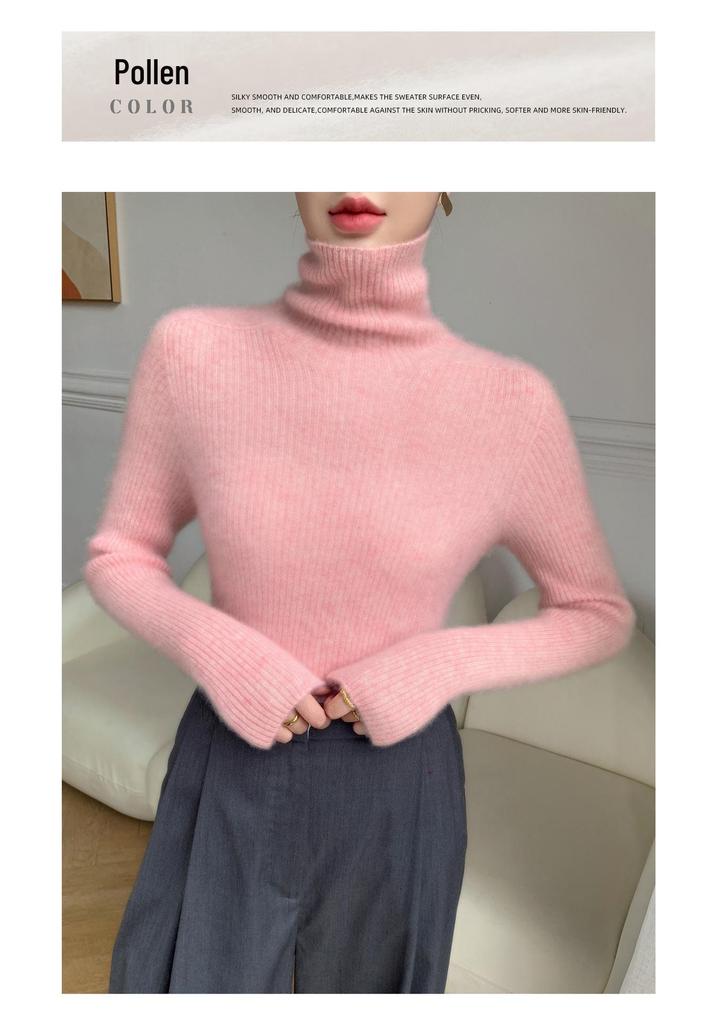 Women's Cashmere Seamless High Collar Slim-Fit Wool Knit Base Layer Shirt - Autumn/Winter Collection