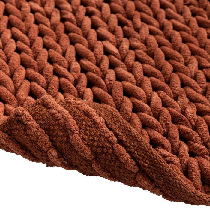 Tapis de bain - EDEN - Arielle - Chenille relief - 50 x 80 cm - Terracotta