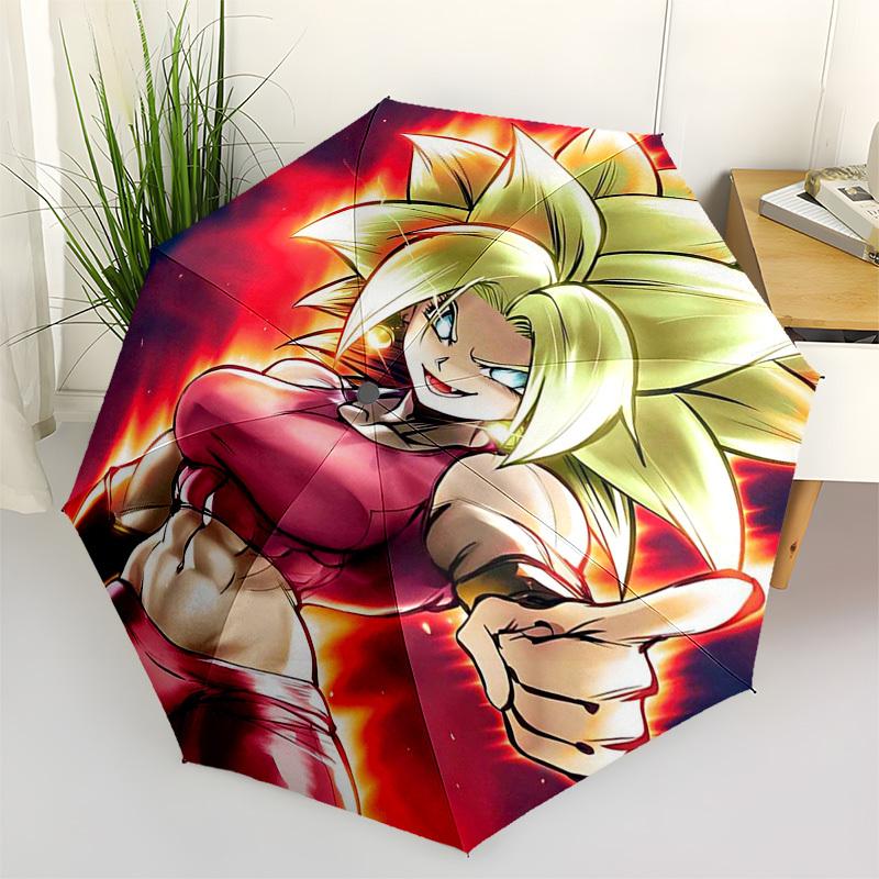 

1pc Dragon Ball Z Broly Outdoor Umbrella - Automatic Opening/Closing - Portable 3-Fold Design - 8-Rib Iron Frame - Perfect Gift for Fans, Travelers, D