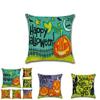 Luxuriöser Halloween-Leinen-Kissenbezug mit Kürbis- und Geistermuster für festliche Dekoration