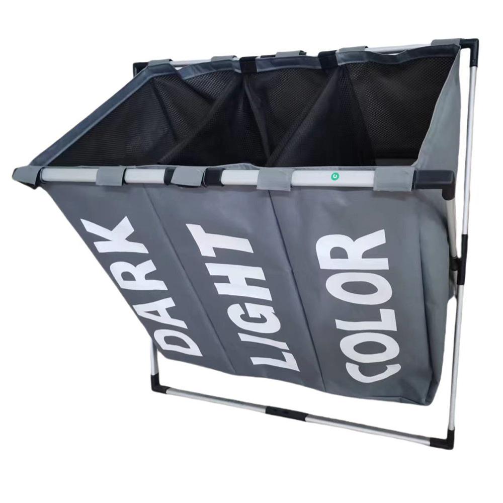 Shushi Oxford Cloth Waterproof Laundry Basket with Compartments and Foldable Design