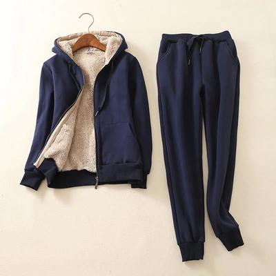 Women's Winter Warm Suit 2 Piece Tracksuit Women Long Sleeve Thicken Hooded Sweatshirts Cashmere Sports Suits Women Clothes