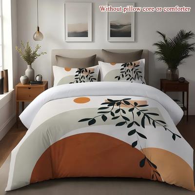 Sun Leaf Pattern 3D Printed Duvet Cover Set Pillowcases Abstract Art Style Polyester Bedding Set Soft Comforter Quilt Cover Set