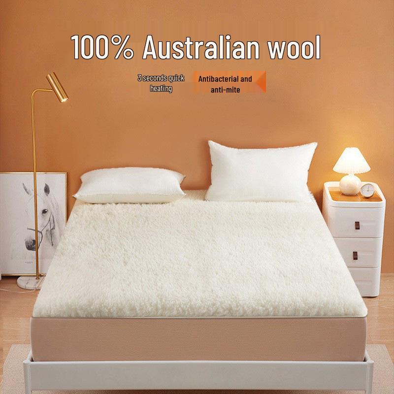 Wool Mattress Pad: Thick Lambswool Blanket for Winter Bedding