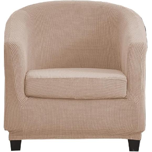 2 Pieces Stretch Club Chair Slipcover Jacquard Tub Chair Cover Armchair Covers, Non-Slip Barrel Chair Cover for Dining Living Room Office Chair
