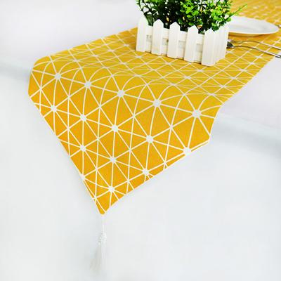 Caminho de Mesa Moderno Amarelo Limão com Borlas Linho +Algodão Decoração de Mesa Casa Para Casa Casamento Festa de Natal