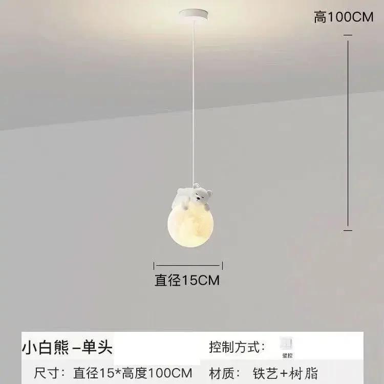 Nordic Minimalist Little Bear LED Pendant Lights Bedroom Bedside Children's Room Chandelier Home Decoration Hanging Lamp Fixture