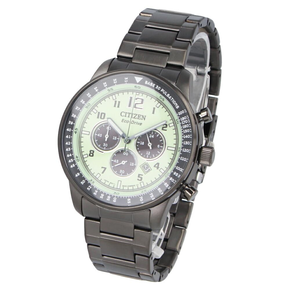 

CITIZEN Citizen Watch Waterproof Solar Chronograph Stainless Steel Metal Gray Light Green Eco-Drive Men s CA4507-84X [Item]