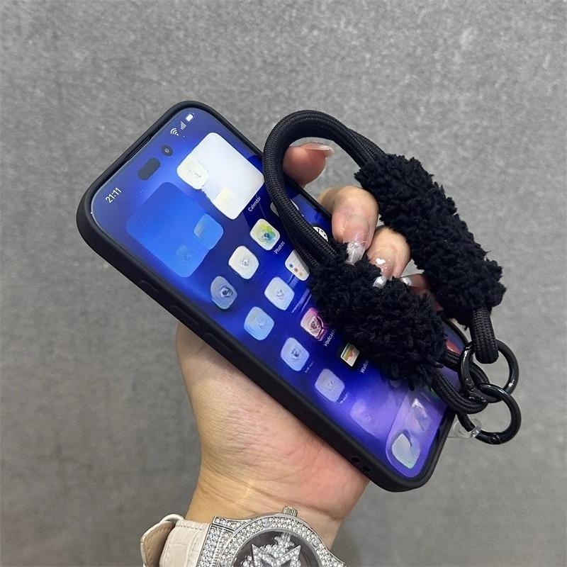 Flannel - Lined Phone Case With Lanyard For iPhone 17 Air 16 15 14 Plus 13 12 11 Pro Max Cute Simple Soft Cover