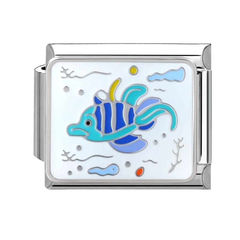 Blue Sea Waves Sun Moon Plane Seabed Star Butterfly Beads Fit 9mm Italian Charm Links Bracelet Stainless Steel DIY Jewelry Gifts