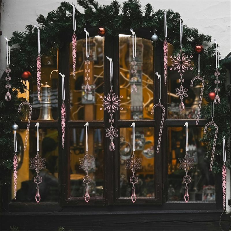 20PCS Clear Shatterproof Icicle Christmas Ornament Durable Portable Hanging Decors For Tree Door Curtain Holiday Decoration