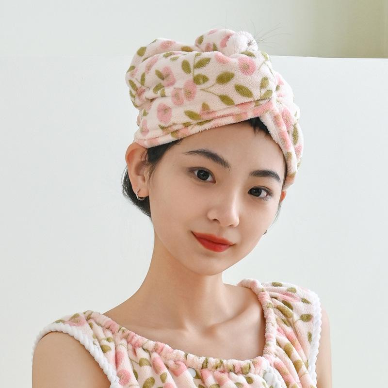 Printed Absorbent Quick-drying Towel Shower Cap