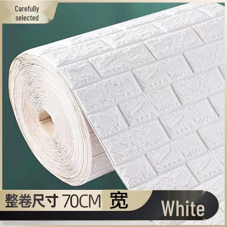 3D White Self-Adhesive Brick Pattern Foam Wallpaper - Large Seamless Decorative Stickers