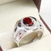 Garnet Oval Cut Gemstone With 925 Sterling Silver Ring For Men's #B107 JL375671448798