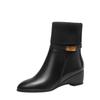 2025 Autumn and Winter New Boots Women's Soft Leather Wedge Heel Short Boots Women's Shoes Platform High Heel Socks Tube Boots Wool Women's Boots Thin