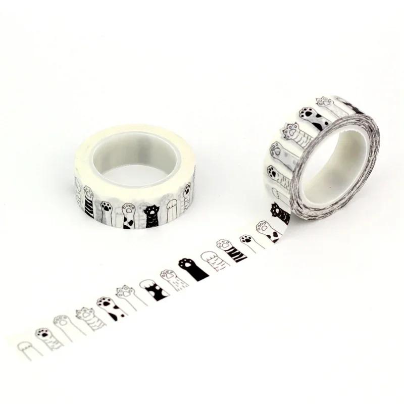 NEW 1PC 10M Decorative Black and White Japanese Washi Tape Set DIY Journaling Adhesive Moon Masking Tape Cute Stationery