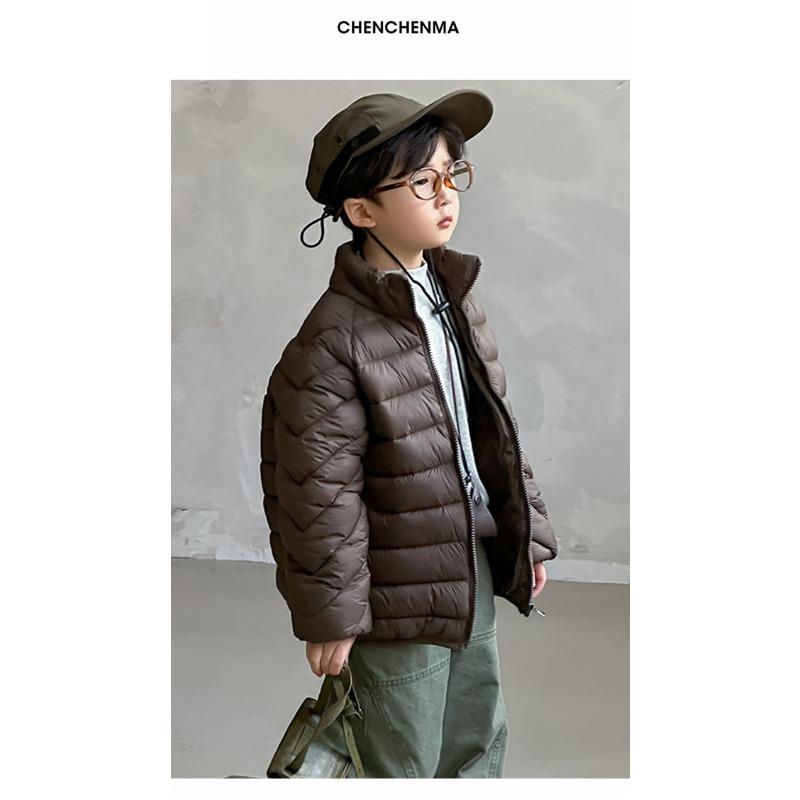 Kids Unhooded Solid Stand Collar Padded Winter Coat For Boys And Girls