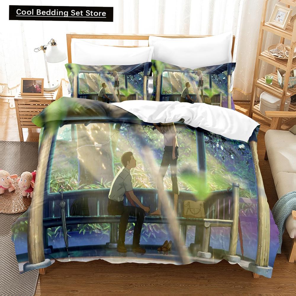 3D Druck Japan Film The Garden of Words Bettwäschesets Bettbezug-Set mit Kissenbezug Twin Full Queen King Bettwäsche Bettwäsche