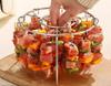 1pcs Vertical Stainless Steel Air Fryer Grill Rack Round BBQ Grill for Home Oven Kitchen Skewers Foldable Design