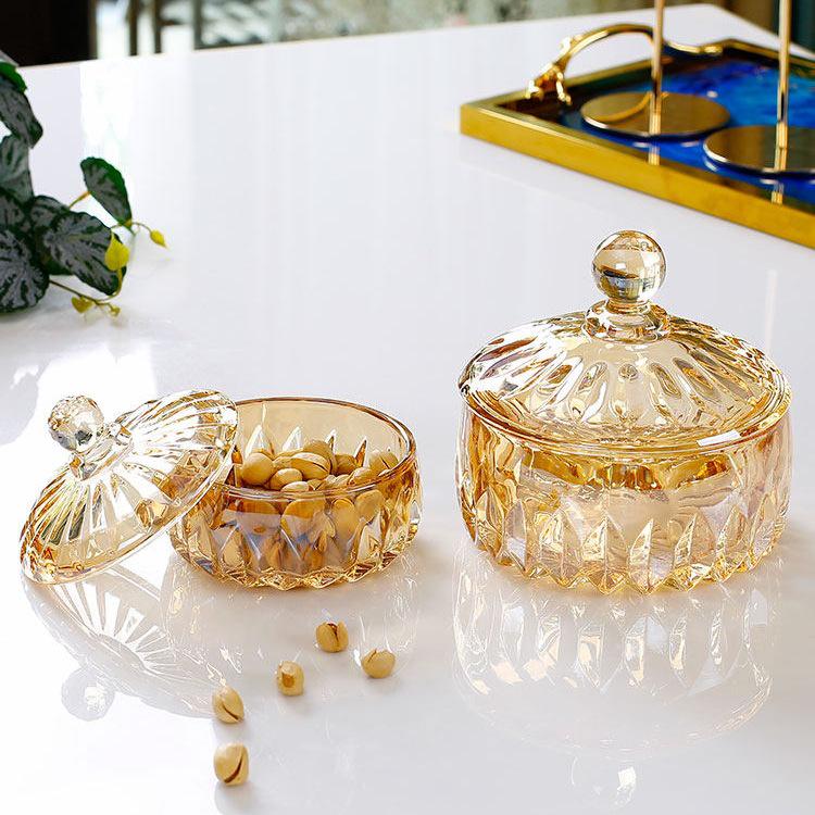 French Luxury Crystal Glass Candy Bowl: Exquisite Transparent Sugar or Jewelry Storage Jar