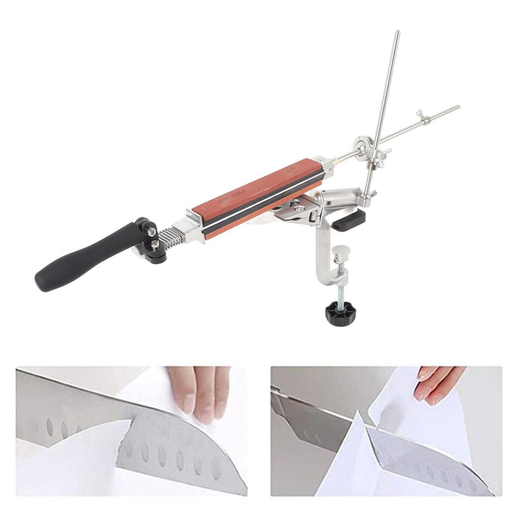 Professional Knife Sharpener Rotating Flip Design Fixed Angle Knife Adjustable Knife Sharpening Kit with 10 Wet Stones for Fine Grinding and Cleaning