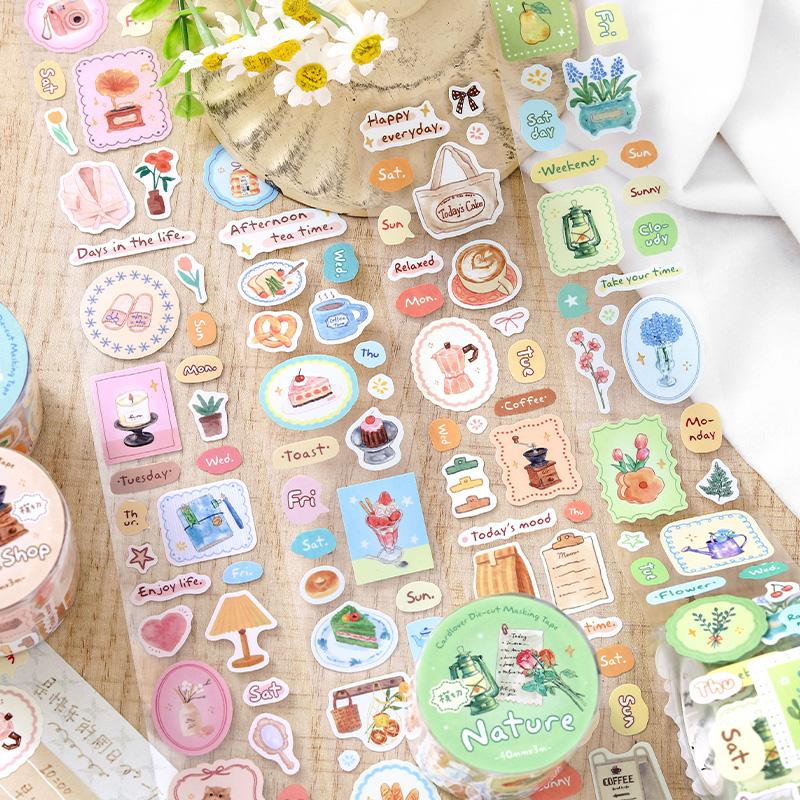 40mm * 3m My self-healing checklist series Kawaii Ins daily label die-cut tape DIY diary scrapbook aesthetic Stationery