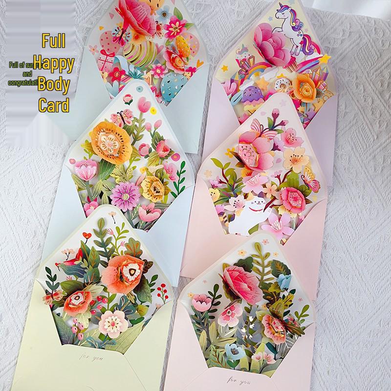 Fleurs Surprise Carte de Vœux 3D Pop-up Thanksgiving - Bénédictions Créatives DIY dans une Enveloppe