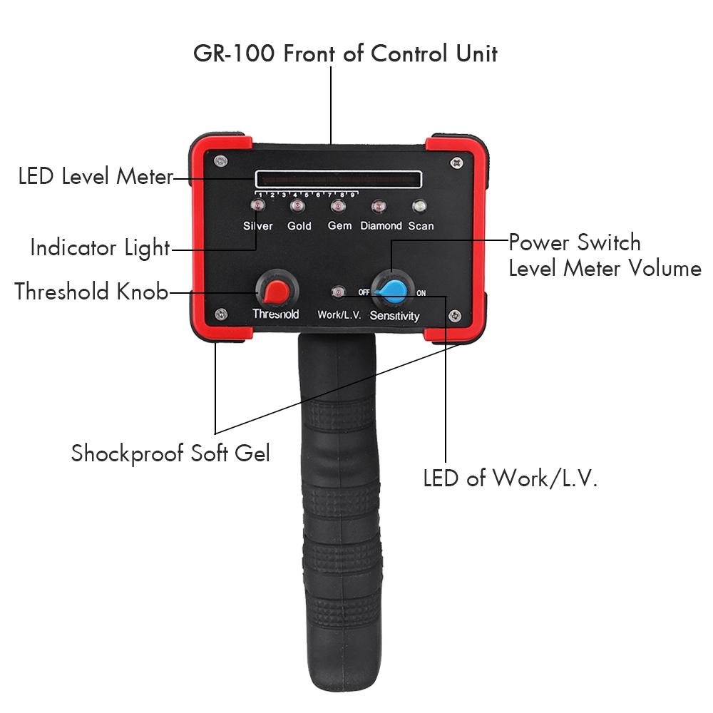 Depth Metal Detector Rechargeable Pointing Long Range Dual System Gold Gem Metal Digital Laser Detector 30M