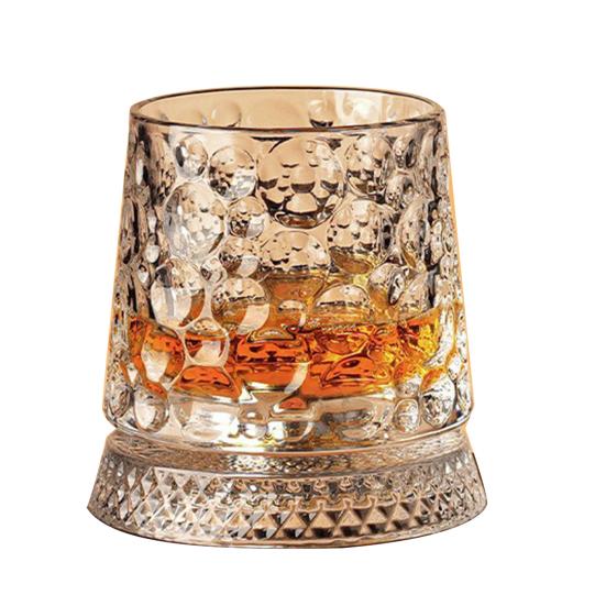 Whiskyglas mit leuchtender Basis 360 Grad drehbarer Whisky Tumbler 260ml Bleifreies Glas Einzigartiges Geschenk für Papa Geburtstag Feiertag