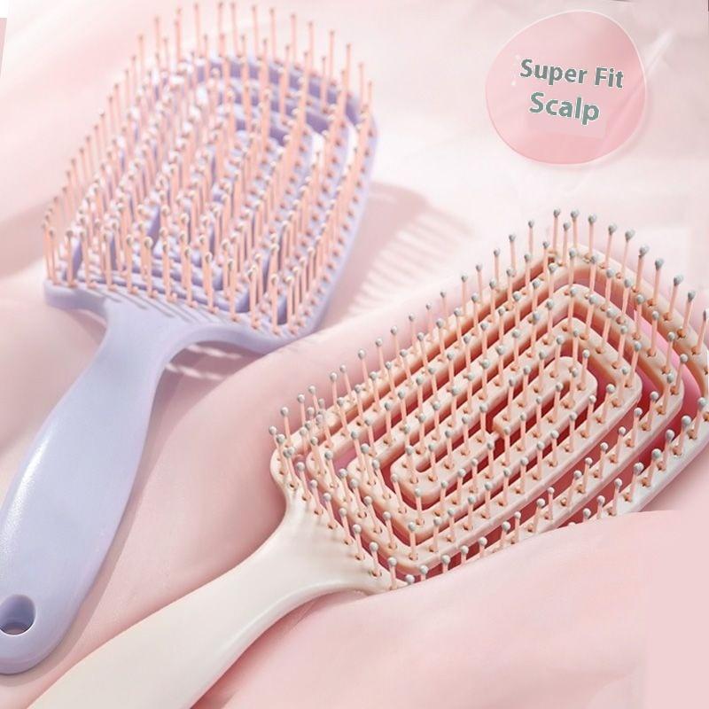 Volumizing Hair Brush for High Crown and Scalp Massage, Bent Rake Comb for Detangling Curly Hair, Cleaning & Styling Tool