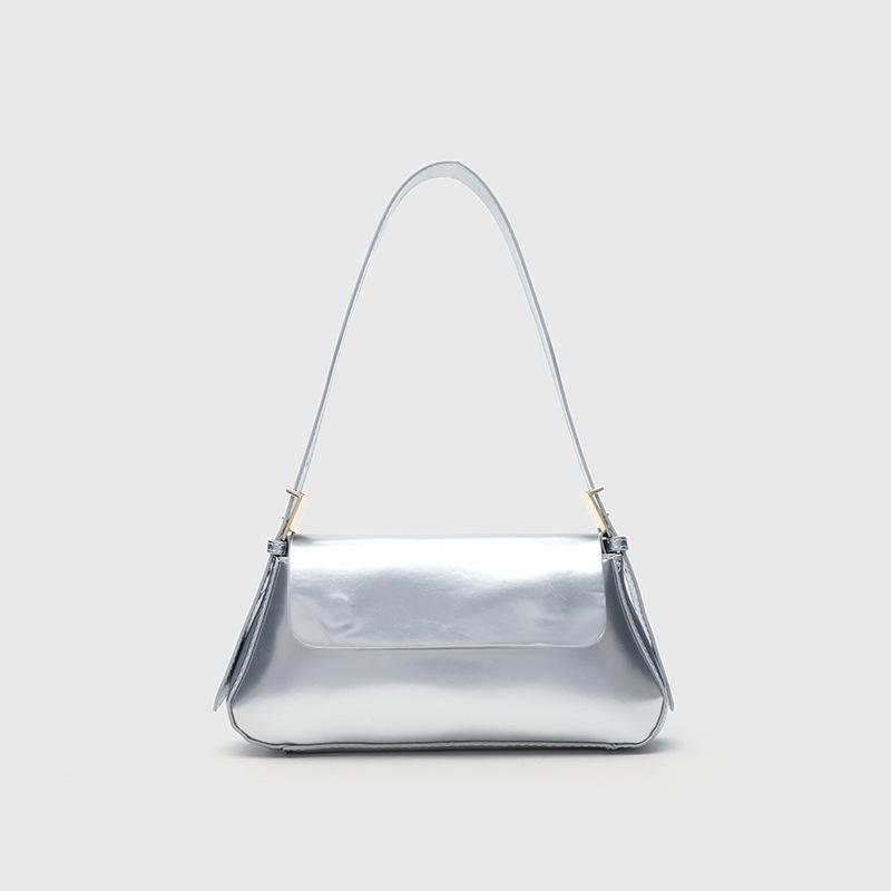 New Women's Bag Spring Fashion Versatile Black Belt Buckle Flip Minimalist Retro Shoulder Underarm Bag