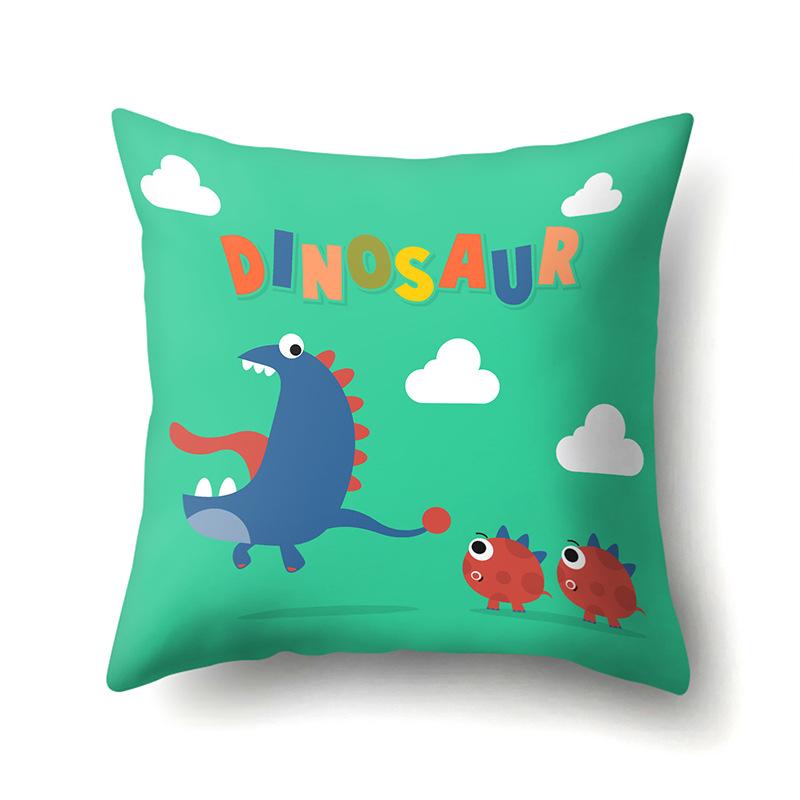 Geometric Dinosaur Pattern Polyester Single-sided Pillowcase Home Sofa Pillowcase Living Room Bedroom Cushion Cover