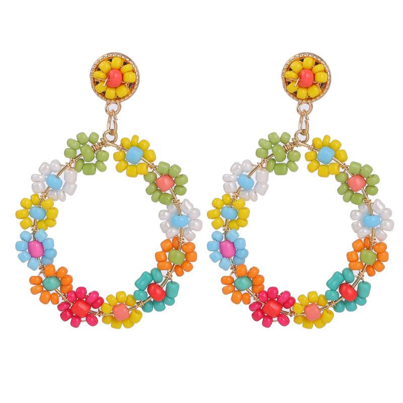 Orecchini Boho alla moda per le donne, stile colorato, orecchini dolci con fiori, gioielli, orecchini con perline floreali, accessori LXY