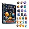 Astronomický dárek pro děti Vesmírný adventní kalendář, 24 kusů 2D plochých akrylových ozdob se zdobením planet, motivy hvězd, Vánoční ozdoba na zavěšení na stromek,