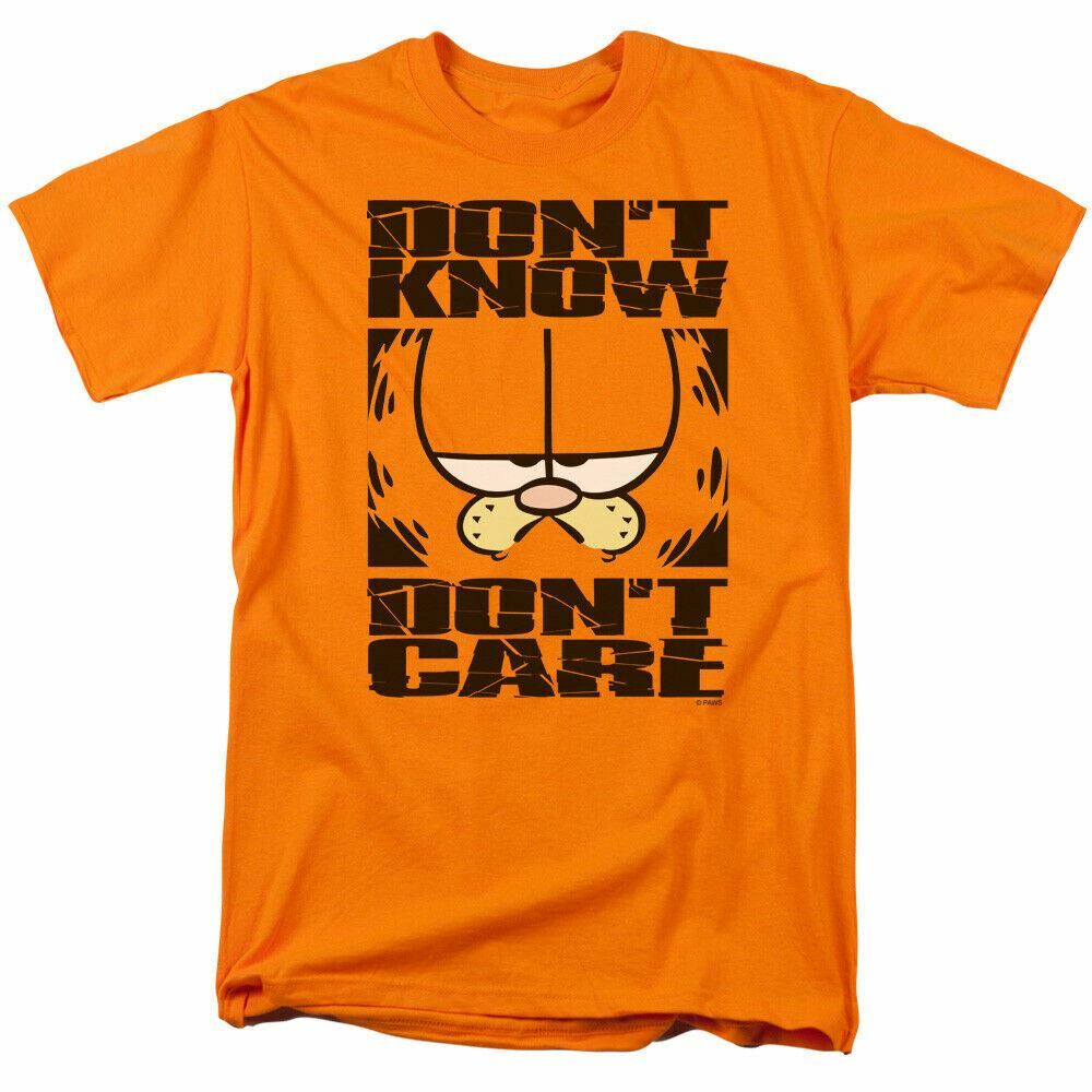 26 Garfield Dont Know Dont Care T Shirt Mens Licensed Jim David Comics Tee Orange Unisex T-Shirt XXXL