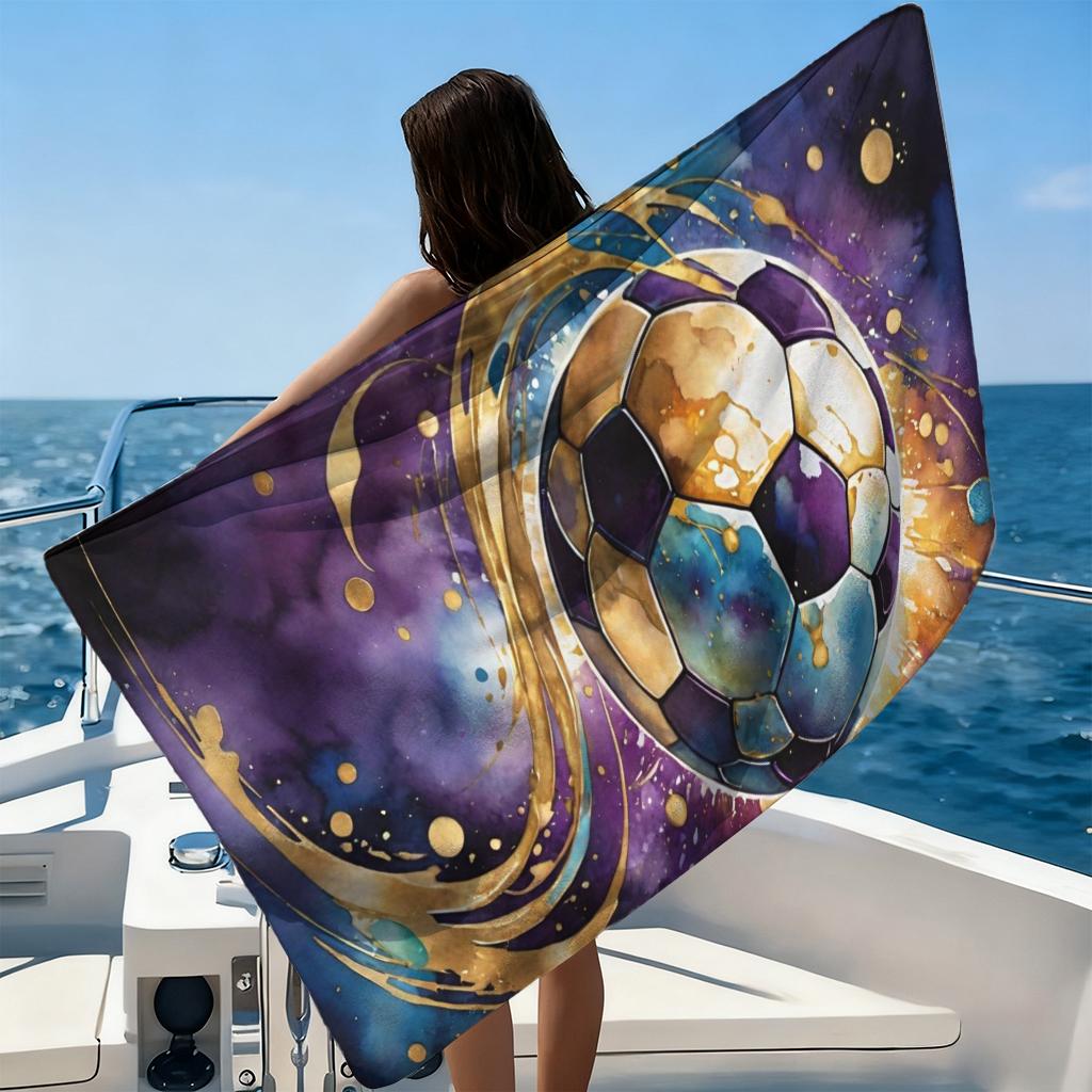 Soccer Fan Beach Towel Quick Dry Microfiber Bath Towel Oversized Sand Free for Swimming Pool Beach Vacation