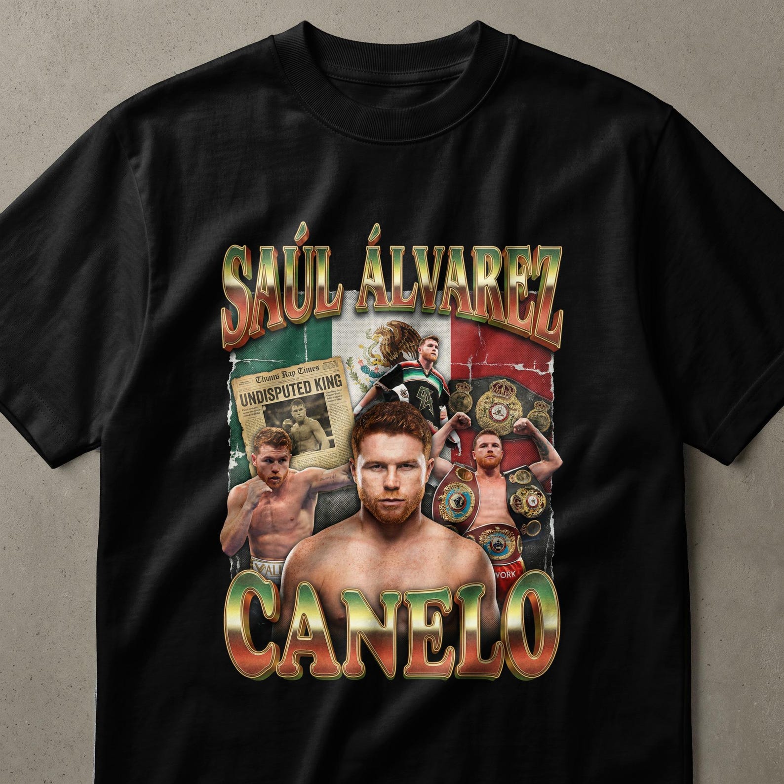 Canelo Álvarez Boxing Champion T-Shirt, Saúl Álvarez Undisputed King Fan Tee, Mexican Flag Fighter Apparel Gift S