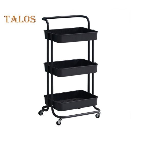 

Тележка на колесах с 4 колесами, большая вместимость, прочная несущая способность, тележка для хранения на колесах с ручкой, многофункциональные полки для хранения чёрный