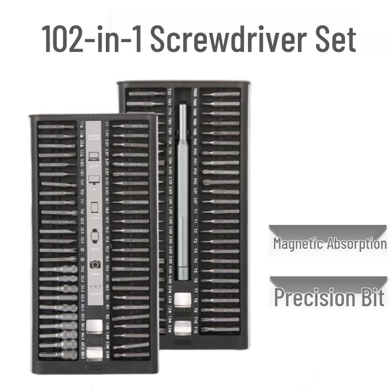 102-Piece Magnetic Screwdriver Set for Phone, Watch, and Computer Repair