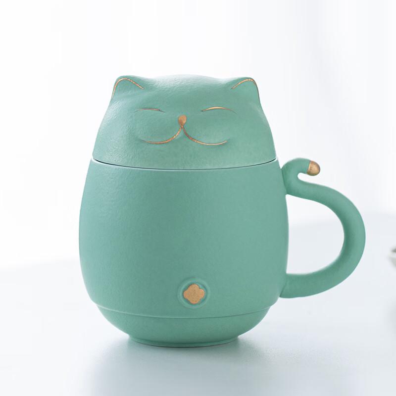 Shangqi Lucky Cat Ceramic Tea Mug with Filter