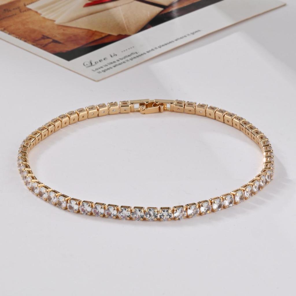 Chaîne Tennis Zircon Bracelet Tennis: Unisexe 4-5mm Mode Européenne et Américaine, Style Hip Hop