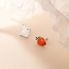 925 Silver Needle Rabbit Carrot Asymmetric Mini Animal Stud Earrings For Women Classic Jewelry Light Accessories