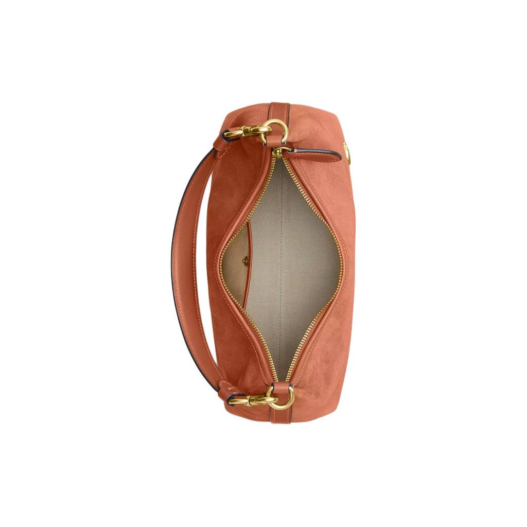Coach Juliet 30 Zipper Closure Suede Leather Shoulder Bag Large Women Shoulder Bag Brass Polished-Amber CR670-B4BAR